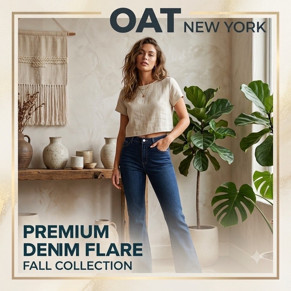 OAT New York 6 Women High Rise Flare Denim Jeans Dark Wash 28" Waist Vaca Chic